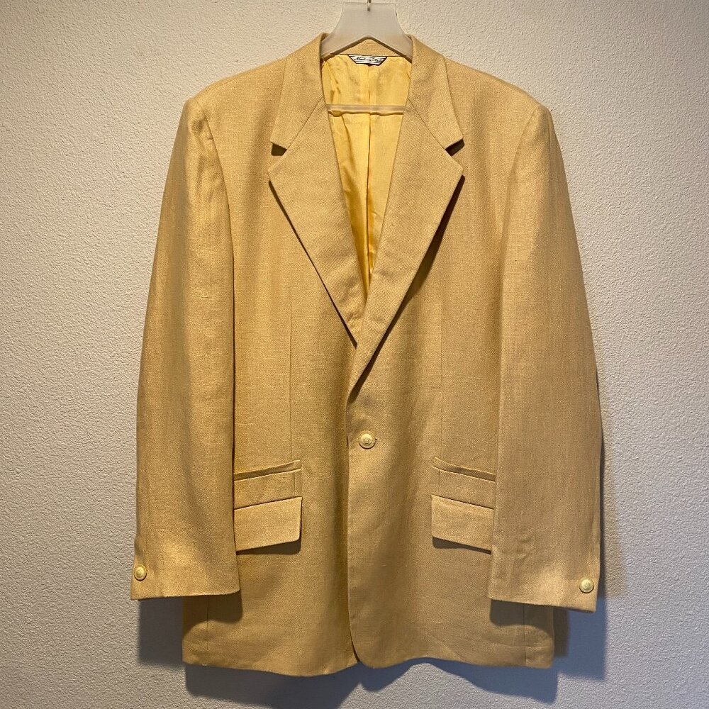 Vintage Gianni Versace Linen Blazer EU 52 US 42 Made in‎ Italy Camel Old Money